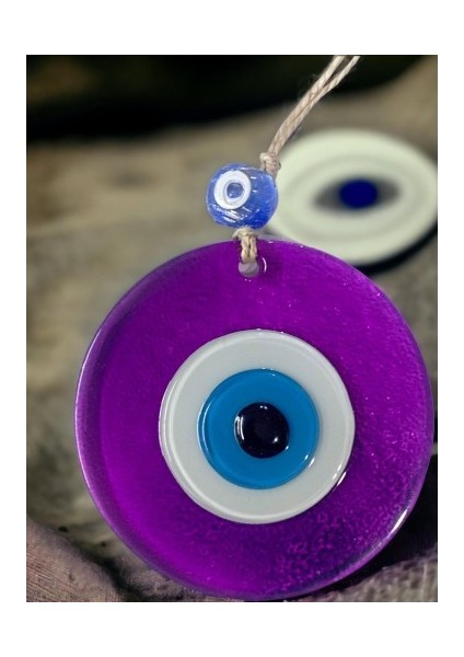 Şeffaf Mor Nazar Boncuklu Duvar Süsü 10 cm Cam Duvar Dekoru fiyatları