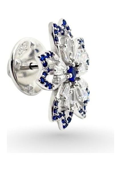 Lacivert Zirkon Taşlı Gümüş Çiçek Rozet Broş 1.8x1.8cm [TLCKCKYL09] fiyatları