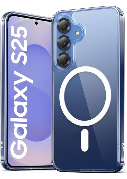 Samsung Galaxy S25 Uyumlu Magesafe Wireless Şarj Özellikli Şeffaf Silikon Kılıf