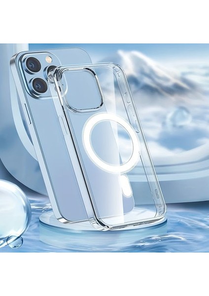 Apple iPhone 15 Pro Uyumlu Magesafe Wireless Şarj Özellikli Şeffaf Silikon Kılıf