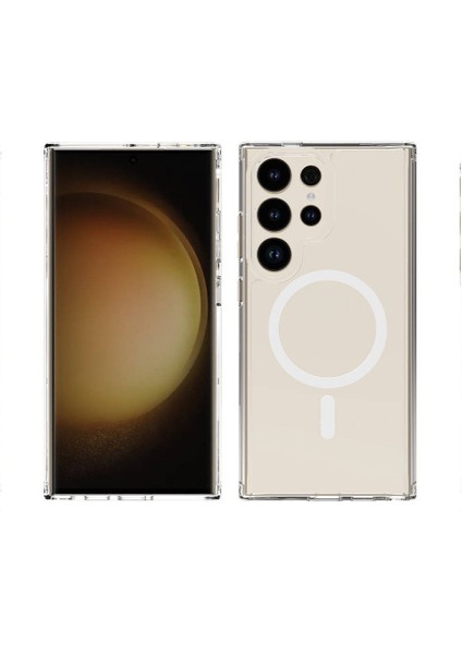 Samsung Galaxy S24 Ultra Uyumlu Magesafe Wireless Şarj Özellikli Şeffaf Silikon Kılıf
