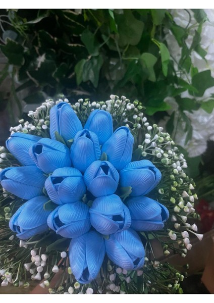 Mavi Lale Gelin Buketi