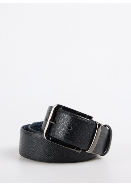 Fbk 013 4cm Çift Siyah-Laci Siyah Erkek Deri Kemer