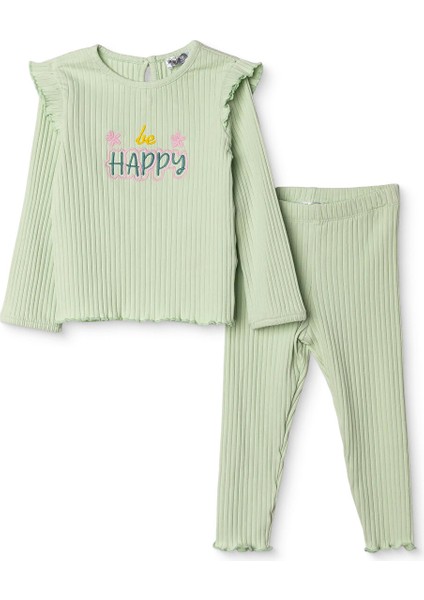 Kız Bebek Bluz-Tayt Kaşkorse Bisiklet Yaka Uzun Kol Reçme Paça