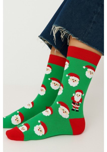 Renkli Noel Baba Temalı Çorap, Rahat ve Eğlenceli Tasarım, 36-44 Numara