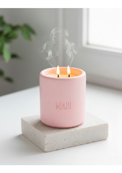 Romantik Anların Tanığı, Çift Alevli Özel Mum, Sevgiliye Unutulmaz Hediyelik Hatıra, Pembe Renk
