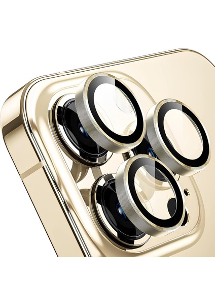 Apple iPhone 13 Pro Gerçek Cam Safir Lens Koruma Altın