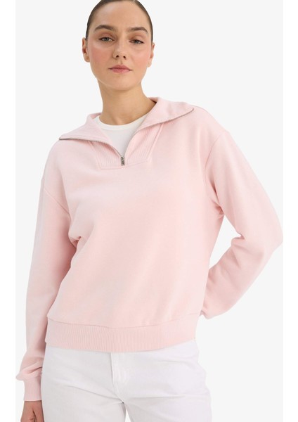 Regular Fit Yarım Fermuarlı Balıkçı Yaka Basic Düz SWEATSHIRT G4761AX25WN