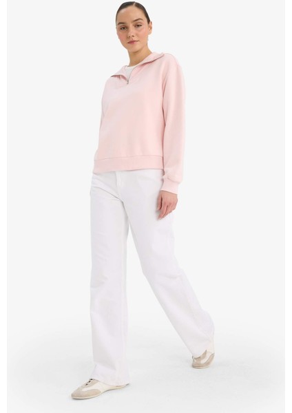 Regular Fit Yarım Fermuarlı Balıkçı Yaka Basic Düz SWEATSHIRT G4761AX25WN fiyatları