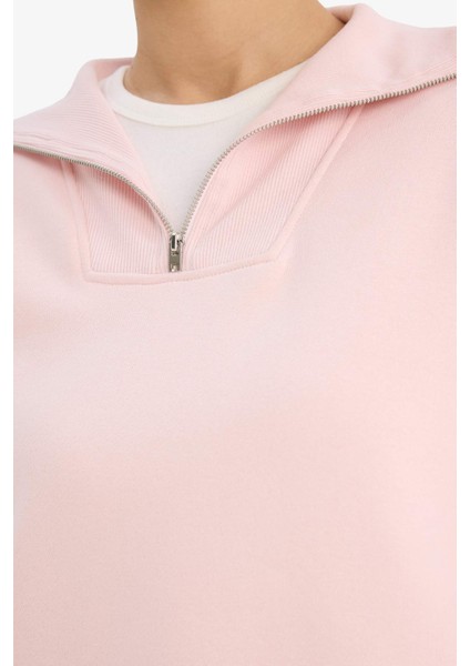 Regular Fit Yarım Fermuarlı Balıkçı Yaka Basic Düz SWEATSHIRT G4761AX25WN fırsatları