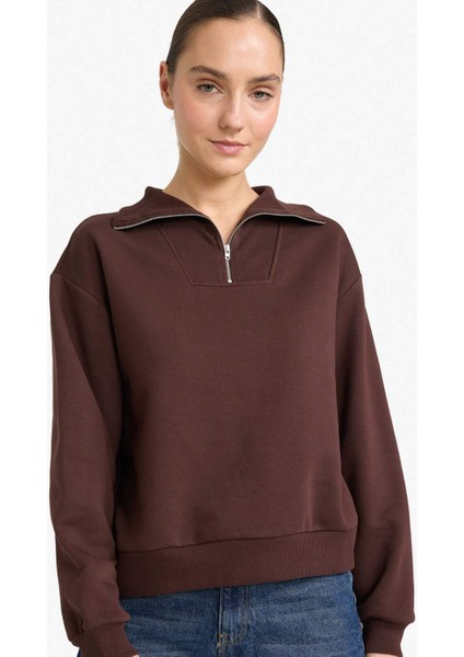 Regular Fit Yarım Fermuarlı Balıkçı Yaka Basic Düz SWEATSHIRT G4761AX25WN