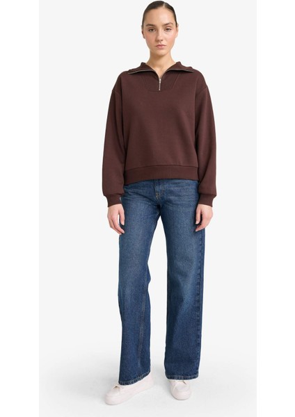 Regular Fit Yarım Fermuarlı Balıkçı Yaka Basic Düz SWEATSHIRT G4761AX25WN fiyatları