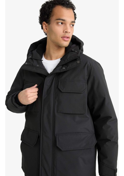 Su İtici Regular Fit Kapüşonlu Çift Cepli Fermuarlı Çıtçıtlı Mont F5701AX25WN modelleri