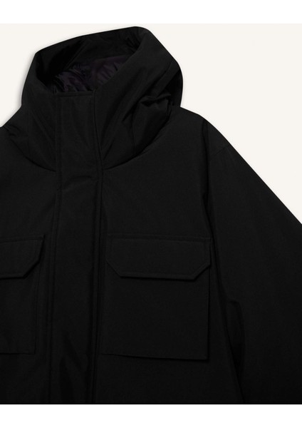 Su İtici Regular Fit Kapüşonlu Çift Cepli Fermuarlı Çıtçıtlı Mont F5701AX25WN