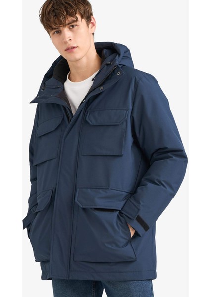 Su İtici Regular Fit Kapüşonlu Çift Cepli Fermuarlı Çıtçıtlı Mont F5701AX25WN