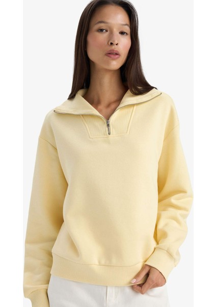 Regular Fit Yarım Fermuarlı Balıkçı Yaka Basic Düz SWEATSHIRT G4761AX25WN