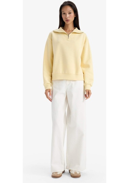 Regular Fit Yarım Fermuarlı Balıkçı Yaka Basic Düz SWEATSHIRT G4761AX25WN fiyatları