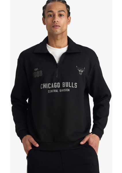 Nba Chicago Bulls Relax Fit Polo Yaka Jakarlı SWEATSHIRT F5859AX25WN
