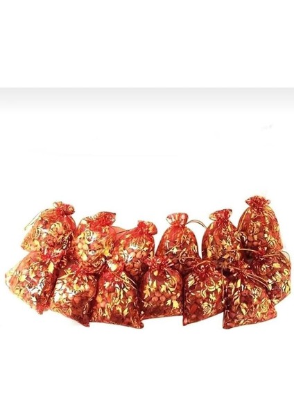 50 Adet Kına ve Çerez Kesesi Kırmızı Küçük Boy (9X12)