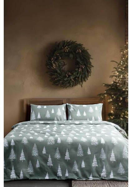 Cotton Collection Kışlık Pazen Tek Kişilik Nevresim Seti Evergreen