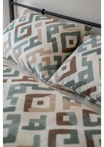 Cotton Collection Kışlık Pazen Çift Kişilik Nevresim Seti Geo Harmony indirimleri