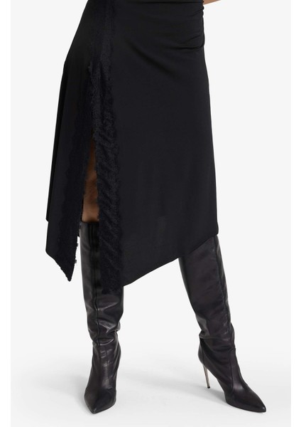 Yılbaşı Temalı A Kesim V Yaka Yırtmaçlı Askılı Midi Elbise G5941AX25WN modelleri