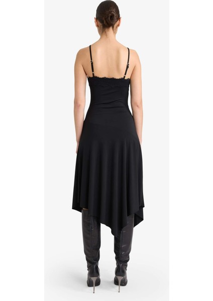 Yılbaşı Temalı A Kesim V Yaka Yırtmaçlı Askılı Midi Elbise G5941AX25WN fırsatları