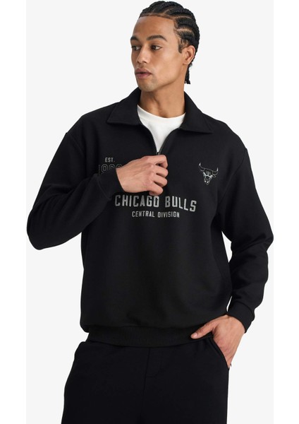 Nba Chicago Bulls Relax Fit Polo Yaka Jakarlı SWEATSHIRT F5859AX25WN modelleri