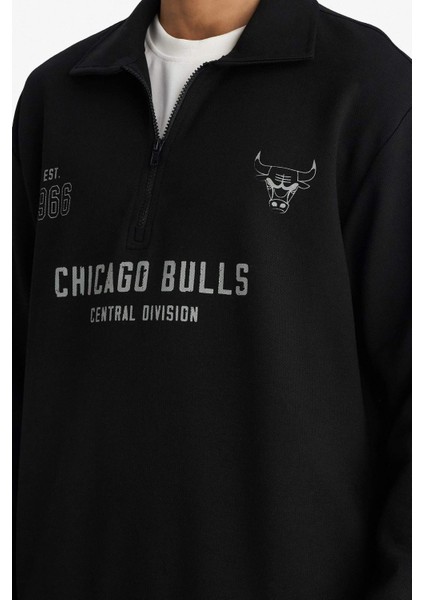 Nba Chicago Bulls Relax Fit Polo Yaka Jakarlı SWEATSHIRT F5859AX25WN fırsatları