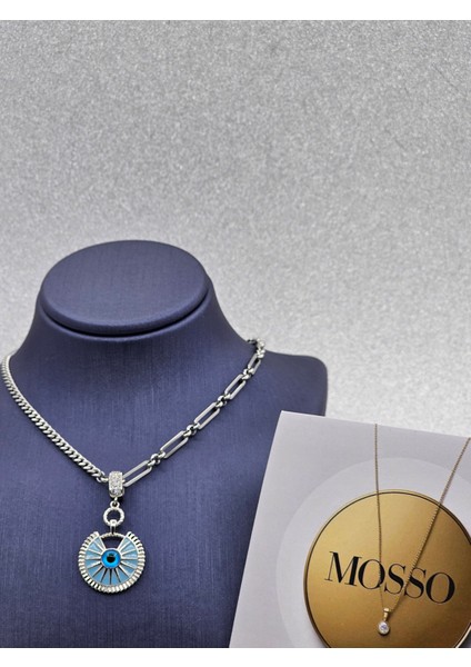 Çift Zincirli Işık Model Gümüş Renk Çelik Kolye fiyatları