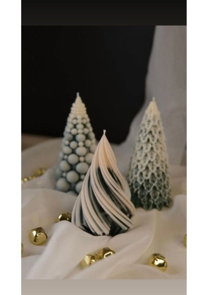 Candle Çam Ağacı Yeni Yıl Christmas Yeni Yıl Yeşil Beyaz Renk Dekoratif Mum