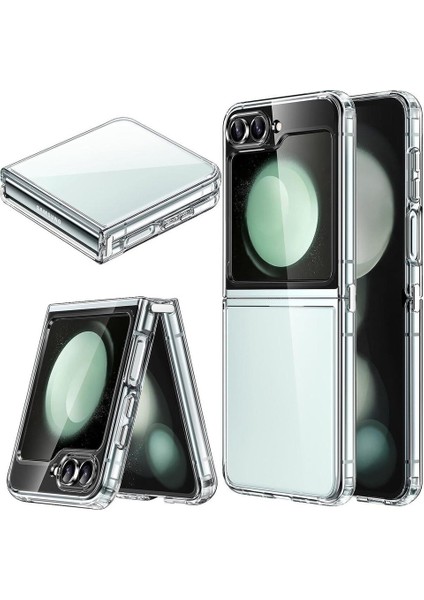 Samsung Galaxy Z Flip 5 Uyumlu Magesafe Wireless Şarj Özellikli Şeffaf Silikon Kılıf