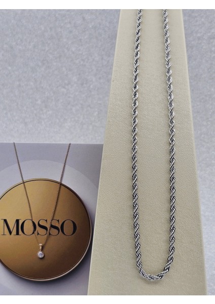 Burgu Zincir Gümüş Renk Çelik Kolye Standart Boy fiyatları