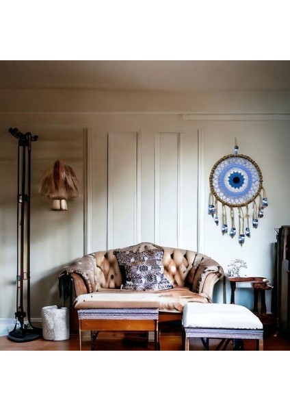 Örgülü Duvar Süsü Buz Mavisi Örgü Duvar Süsü modelleri