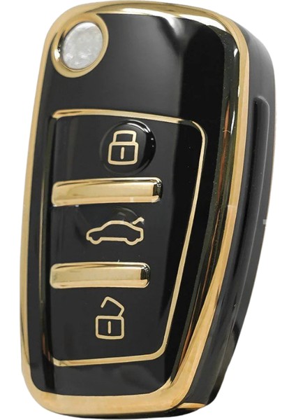 Audi A1 A3 A4 A5 B6 B7 B8 A6 A7 C5 C6 4f Q3 Q5 Q7 Tt 3 Buton Nano Anahtar Kılıfı Siyah-Gold modelleri