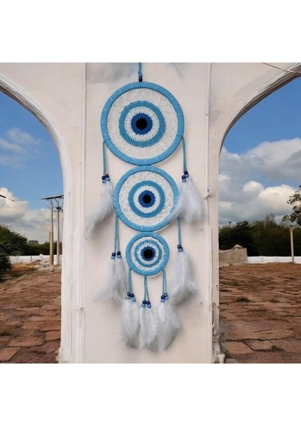 Nazar Motifli Üç Çemberli Turkuaz Duvar Dekoru fiyatları