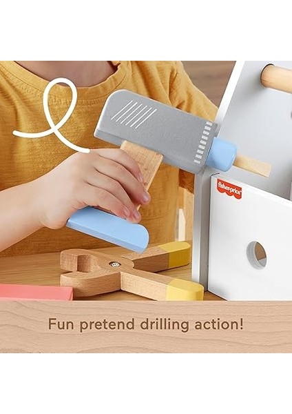 3 Yaş ve Üzeri Çocuklar Için 9 Ahşap Parçadan Oluşan Ahşap Tamir Kutusu ve Oyuncak Matkap, HYG50 fırsatları