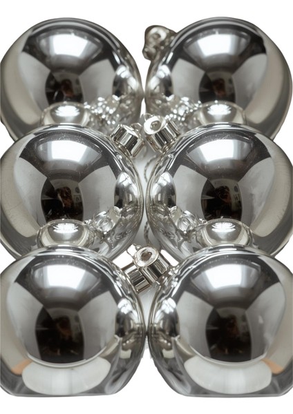 Yılbaşı Çam Ağacı Süsü Cici Top 6 cm 6 Adet Gümüş