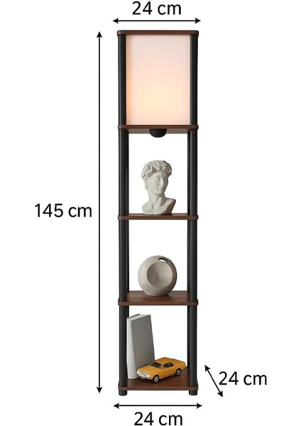 Raflı Lambader Ceviz Renkli | Modern Ahşap Gövdeli 3 Katlı Raflı Ayaklı Lamba | Dekoratif Salon Yatak Odası Işıklandırma | Kitaplık ve Aydınlatma Bir Arada | E27 Duy Uyumlu Şık Tasarım Lambader fiyatları