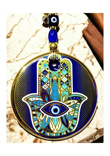 Yaldızlı Mavi Renk Fatma Ana Eli Duvar Süsü Cam Duvar Dekoru fiyatları