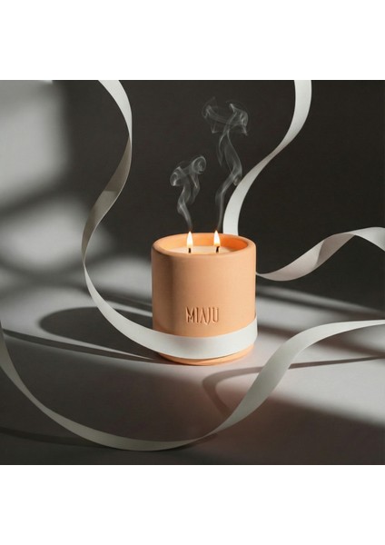 Enerji Veren Sıcak Tasarım, Çift Alevli Mat Dokulu El Yapımı Mum, En Yakın Arkadaşa Hediye, Turuncu