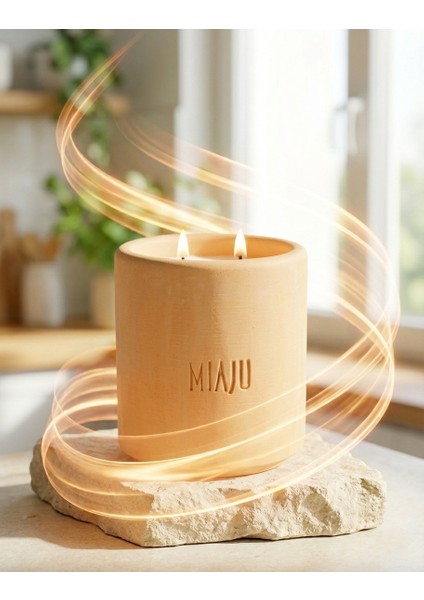 Enerji Veren Sıcak Tasarım, Çift Alevli Mat Dokulu El Yapımı Mum, En Yakın Arkadaşa Hediye, Turuncu modelleri