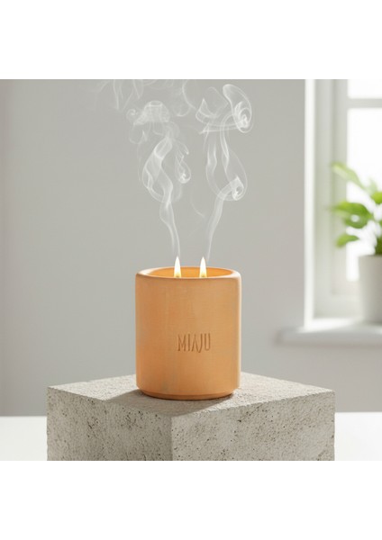 Enerji Veren Sıcak Tasarım, Çift Alevli Mat Dokulu El Yapımı Mum, En Yakın Arkadaşa Hediye, Turuncu fırsatları