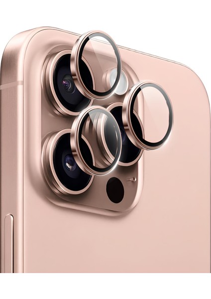 Apple iPhone 16 Pro Gerçek Cam Safir Lens Koruma Pembe
