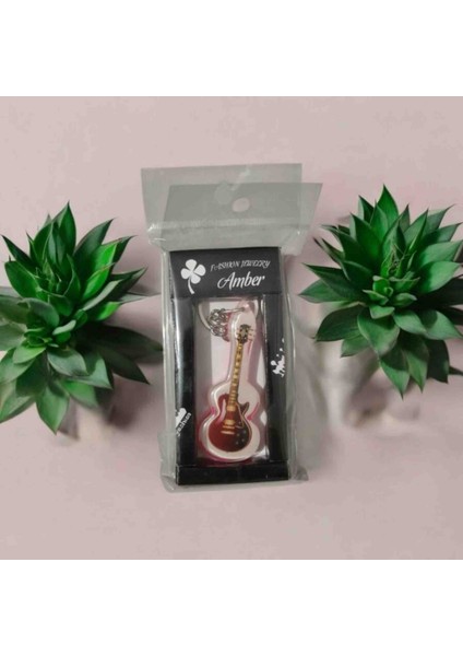 Gitar Pembe Anahtarlık