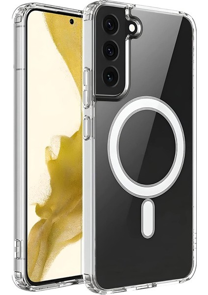 Samsung Galaxy S22 Plus Uyumlu Magesafe Wireless Şarj Özellikli Şeffaf Silikon Kılıf