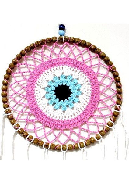 Nazar Boncuğu Motifli Düş Kapanı El Yapımı Pembe Duvar Süsü fiyatları