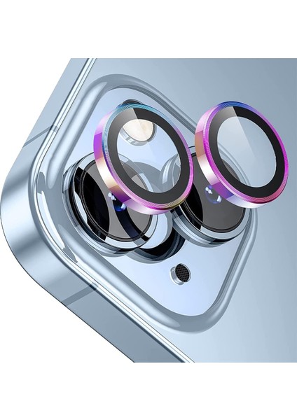 Apple iPhone 14 Plus Metal Çerçeveli Kamera Koruyucu Lens Renkli