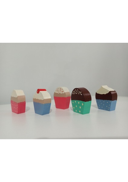Renkli Ahşap Cupcake Oyun Seti, 5 Parça, Eğlenceli ve Güvenli Çocuk Oyuncağı modelleri