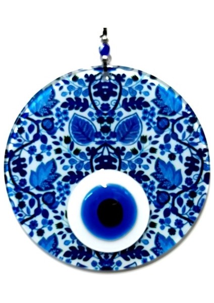 Yaprak Desenli El Yapımı Cam Nazar Boncuğu Yaprak Desenli Cam Duvar Süsü